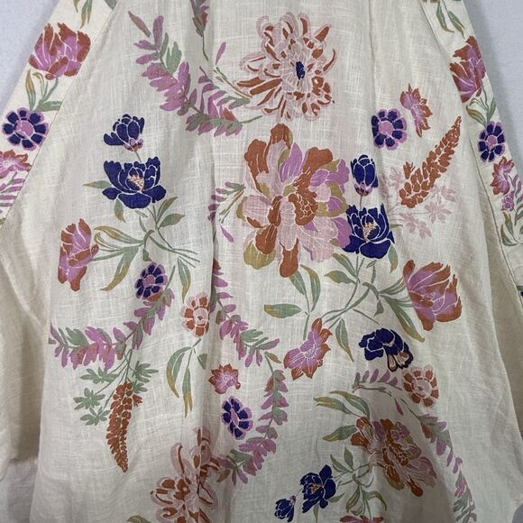 Free People Emily Ivory Floral Print Halter Tie-Back Tank Top Size L Boho Preppy - Picture 7 of 15